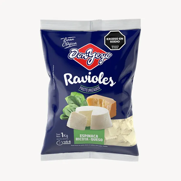 Ravioles Espinaca, Ricota y Queso x 1000g