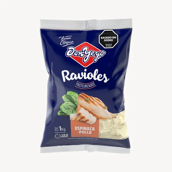 Ravioles Espinaca y Pollo x 1000g